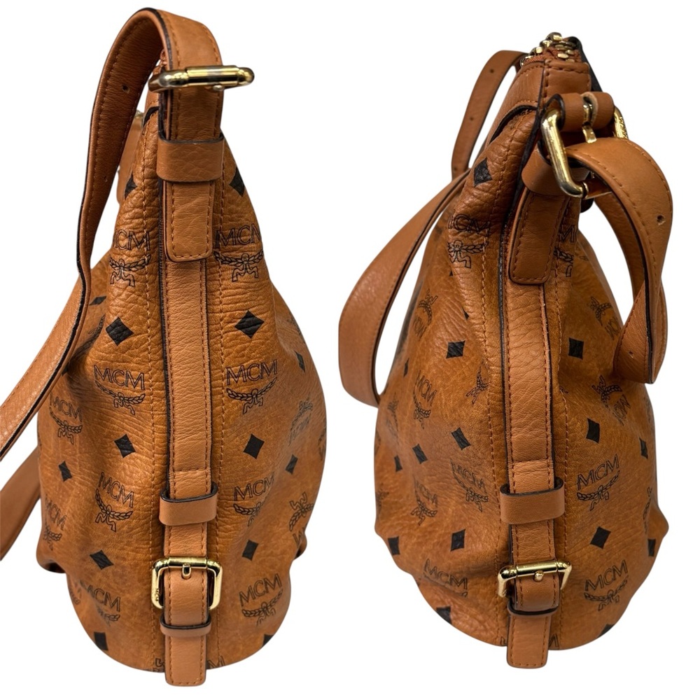 MCM Cognac Visetos Coated Canvas and Leather Hobo - Picture 4 of 14